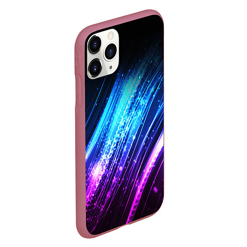 Чехол iPhone 11 Pro матовый Неоновые звёзды текстура / 3D-Малиновый – фото 2