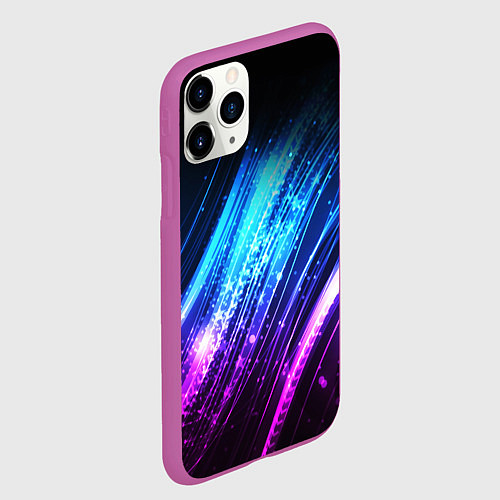 Чехол iPhone 11 Pro матовый Неоновые звёзды текстура / 3D-Фиолетовый – фото 2