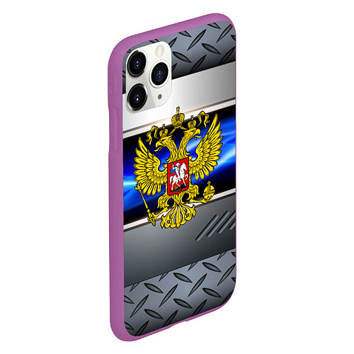 Чехол iPhone 11 Pro матовый Нано Россия герб / 3D-Фиолетовый – фото 2