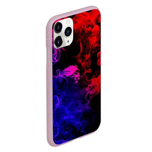 Чехол iPhone 11 Pro матовый Неоновый цветок в дыму / 3D-Розовый – фото 2