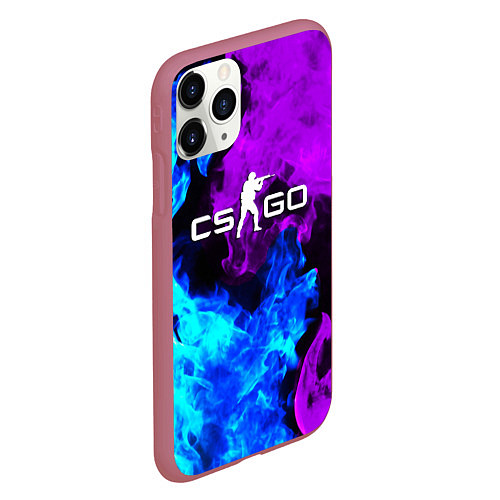 Чехол iPhone 11 Pro матовый CSGO neon flame / 3D-Малиновый – фото 2