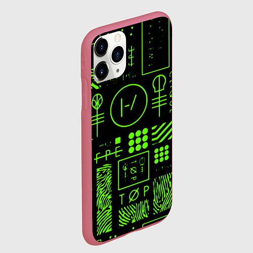 Чехол iPhone 11 Pro матовый Twenty one pilots neon / 3D-Малиновый – фото 2
