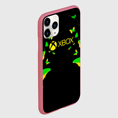 Чехол iPhone 11 Pro матовый Xbox бабочки / 3D-Малиновый – фото 2