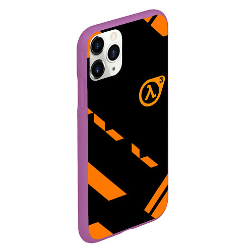 Чехол iPhone 11 Pro матовый Half life geometry orange / 3D-Фиолетовый – фото 2