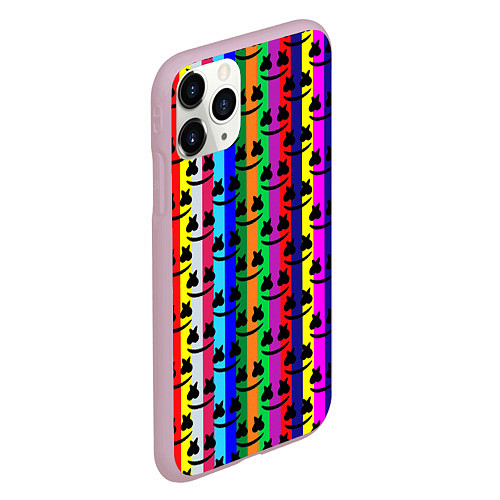 Чехол iPhone 11 Pro матовый Marshmello радуга / 3D-Розовый – фото 2