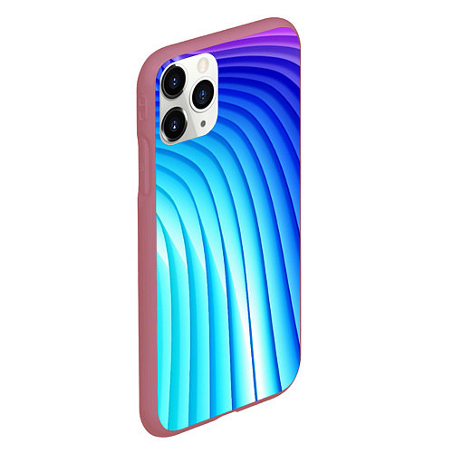 Чехол iPhone 11 Pro матовый Полосы неоновый градиент / 3D-Малиновый – фото 2