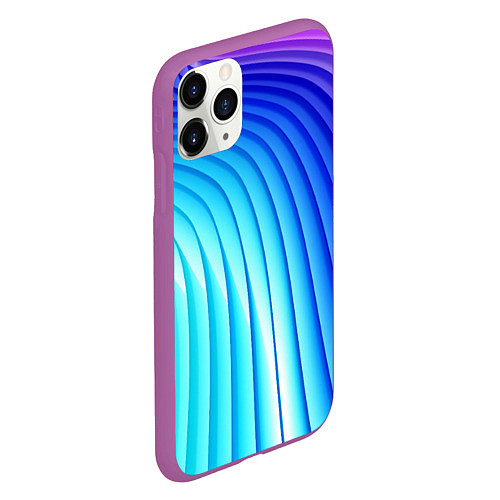 Чехол iPhone 11 Pro матовый Полосы неоновый градиент / 3D-Фиолетовый – фото 2