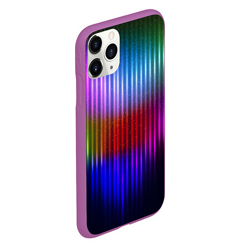 Чехол iPhone 11 Pro матовый Неоновая геометрия полосы / 3D-Фиолетовый – фото 2