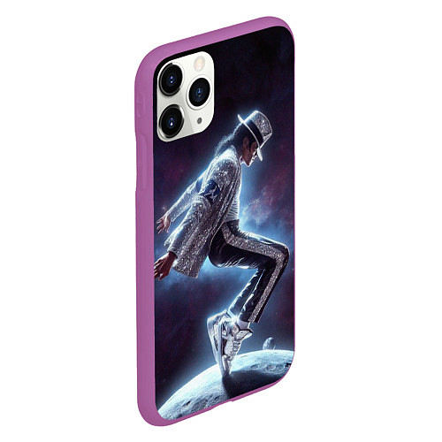 Чехол iPhone 11 Pro матовый Michael Jackson on the moon / 3D-Фиолетовый – фото 2