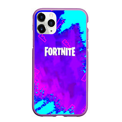 Чехол iPhone 11 Pro матовый Fortnite neon game, цвет: 3D-фиолетовый