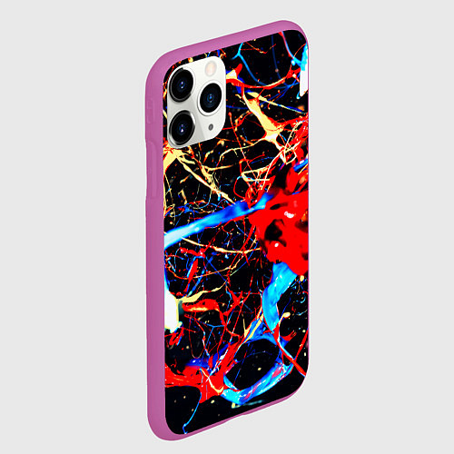 Чехол iPhone 11 Pro матовый Брызги красок разные цвета / 3D-Фиолетовый – фото 2
