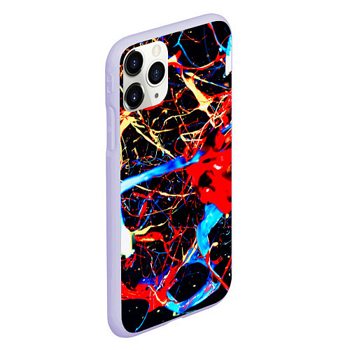 Чехол iPhone 11 Pro матовый Брызги красок разные цвета / 3D-Светло-сиреневый – фото 2