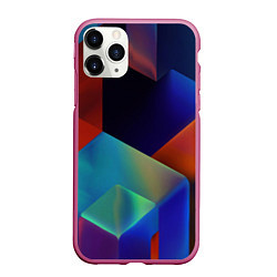 Чехол iPhone 11 Pro матовый Геометрия мозаика, цвет: 3D-малиновый