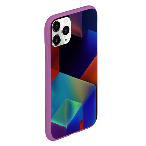 Чехол iPhone 11 Pro матовый Геометрия мозаика / 3D-Фиолетовый – фото 2