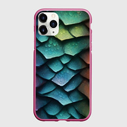 Чехол iPhone 11 Pro матовый Цветная чешуя дракона, цвет: 3D-малиновый
