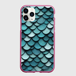 Чехол iPhone 11 Pro матовый Чешуя, цвет: 3D-малиновый