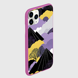 Чехол iPhone 11 Pro матовый Япония горы, цвет: 3D-фиолетовый — фото 2