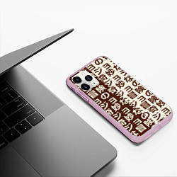 Чехол iPhone 11 Pro матовый Japan pattern, цвет: 3D-розовый — фото 2