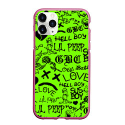 Чехол iPhone 11 Pro матовый Lil Peep кислотный паттерн, цвет: 3D-малиновый