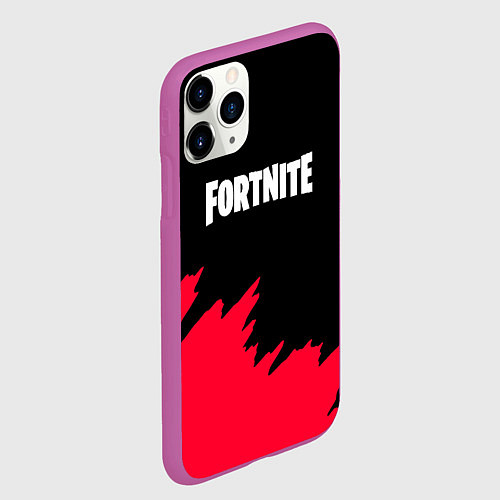 Чехол iPhone 11 Pro матовый Fortnite розовые краски / 3D-Фиолетовый – фото 2