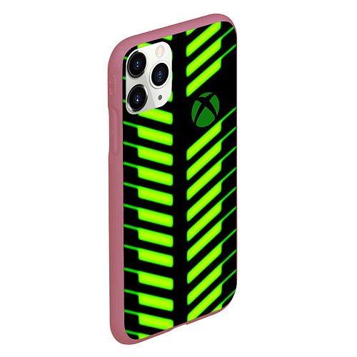 Чехол iPhone 11 Pro матовый Xbox green line / 3D-Малиновый – фото 2