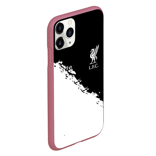 Чехол iPhone 11 Pro матовый Liverpool fc белые краски / 3D-Малиновый – фото 2