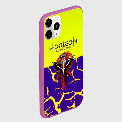 Чехол iPhone 11 Pro матовый Horizon zero dawn разломы / 3D-Фиолетовый – фото 2