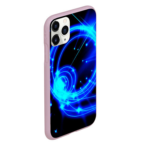 Чехол iPhone 11 Pro матовый Оптические синие волны / 3D-Розовый – фото 2