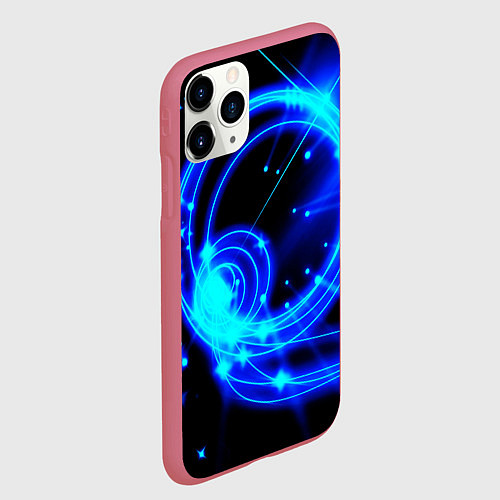 Чехол iPhone 11 Pro матовый Оптические синие волны / 3D-Малиновый – фото 2