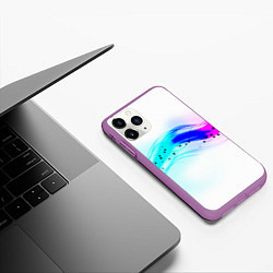 Чехол iPhone 11 Pro матовый Неоновая волна, цвет: 3D-фиолетовый — фото 2