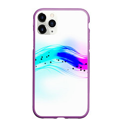 Чехол iPhone 11 Pro матовый Неоновая волна, цвет: 3D-фиолетовый