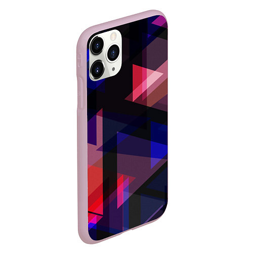 Чехол iPhone 11 Pro матовый Геометрия стиль ночь / 3D-Розовый – фото 2