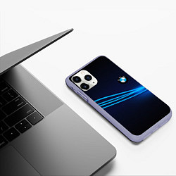 Чехол iPhone 11 Pro матовый BMW line blue, цвет: 3D-светло-сиреневый — фото 2