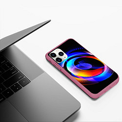 Чехол iPhone 11 Pro матовый Оптические иллюзии волны, цвет: 3D-малиновый — фото 2