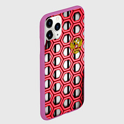 Чехол iPhone 11 Pro матовый Россия герб сетка метала, цвет: 3D-фиолетовый — фото 2