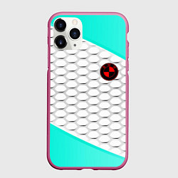Чехол iPhone 11 Pro матовый BMW carbon steel, цвет: 3D-малиновый