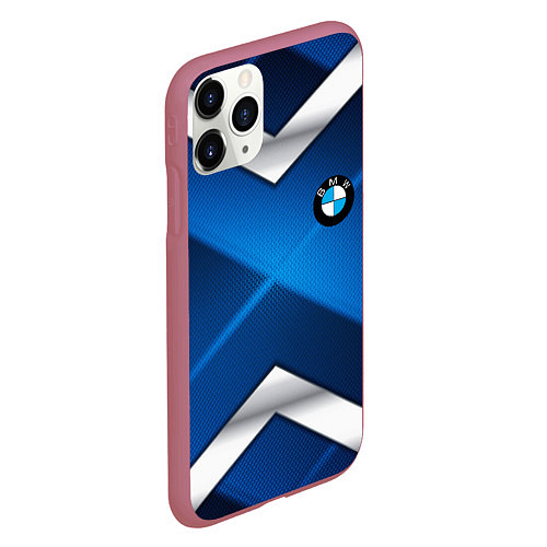 Чехол iPhone 11 Pro матовый BMW metalic blue abstract / 3D-Малиновый – фото 2