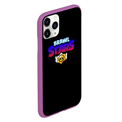 Чехол iPhone 11 Pro матовый Brawl stars neon logo / 3D-Фиолетовый – фото 2