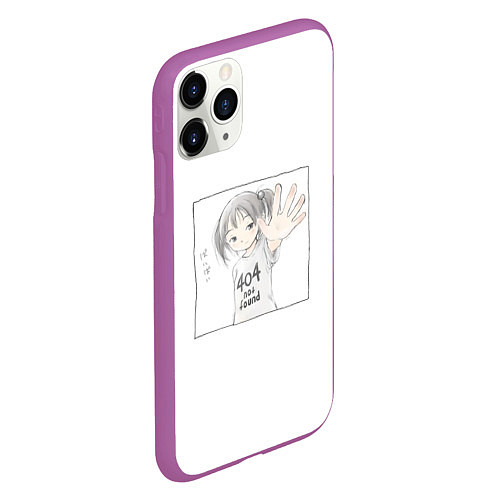 Чехол iPhone 11 Pro матовый 404 error anime tag / 3D-Фиолетовый – фото 2