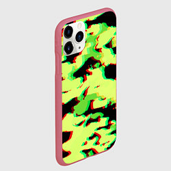 Чехол iPhone 11 Pro матовый Камуфляж зелёный глитч, цвет: 3D-малиновый — фото 2