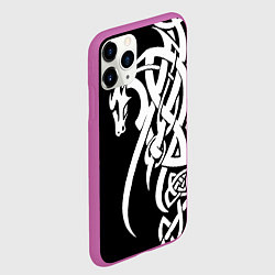 Чехол iPhone 11 Pro матовый Языческий кельтский орнамент тату, цвет: 3D-фиолетовый — фото 2