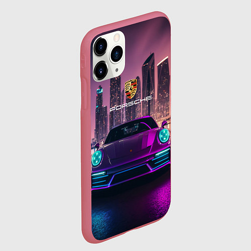 Чехол iPhone 11 Pro матовый Porshe big city / 3D-Малиновый – фото 2