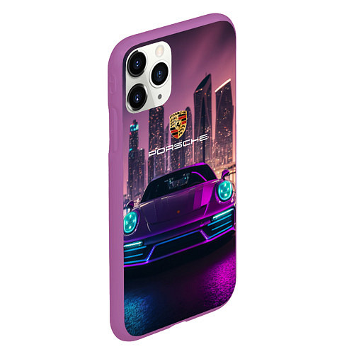 Чехол iPhone 11 Pro матовый Porshe big city / 3D-Фиолетовый – фото 2