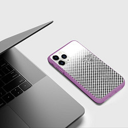 Чехол iPhone 11 Pro матовый Герб РФ клетка паттерн, цвет: 3D-фиолетовый — фото 2