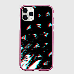 Чехол iPhone 11 Pro матовый Linkin park glitch patern, цвет: 3D-малиновый
