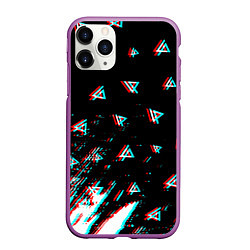 Чехол iPhone 11 Pro матовый Linkin park glitch patern, цвет: 3D-фиолетовый