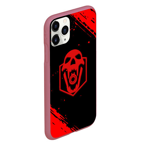 Чехол iPhone 11 Pro матовый Rainbow six краски полосы / 3D-Малиновый – фото 2