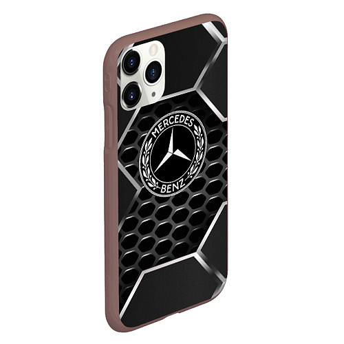 Чехол iPhone 11 Pro матовый Mercedes carbon / 3D-Коричневый – фото 2