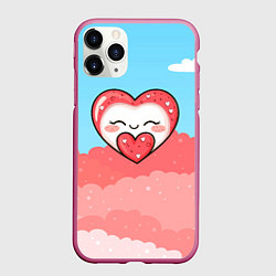 Чехол iPhone 11 Pro матовый Маршмеллоу с сердечком, цвет: 3D-малиновый