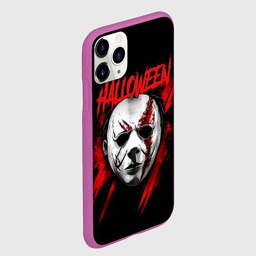 Чехол iPhone 11 Pro матовый Halloween Michael Myers / 3D-Фиолетовый – фото 2